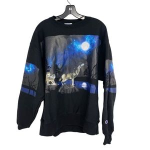 Champion men’s vintage reverse weave wolf motif crewneck sweatshirt
